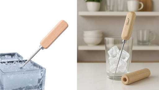 [203900] Wooden Handle Stainless Steel Ice Pick with Wooden Sheath (72 pc/ctn)