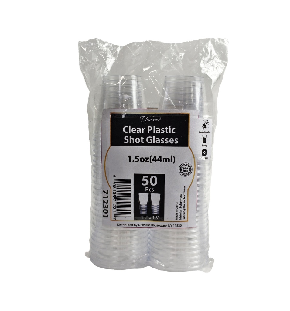 1.5oz(44ml) 50pc/set Clear Plastic Shot Cups (50 sets/ctn)