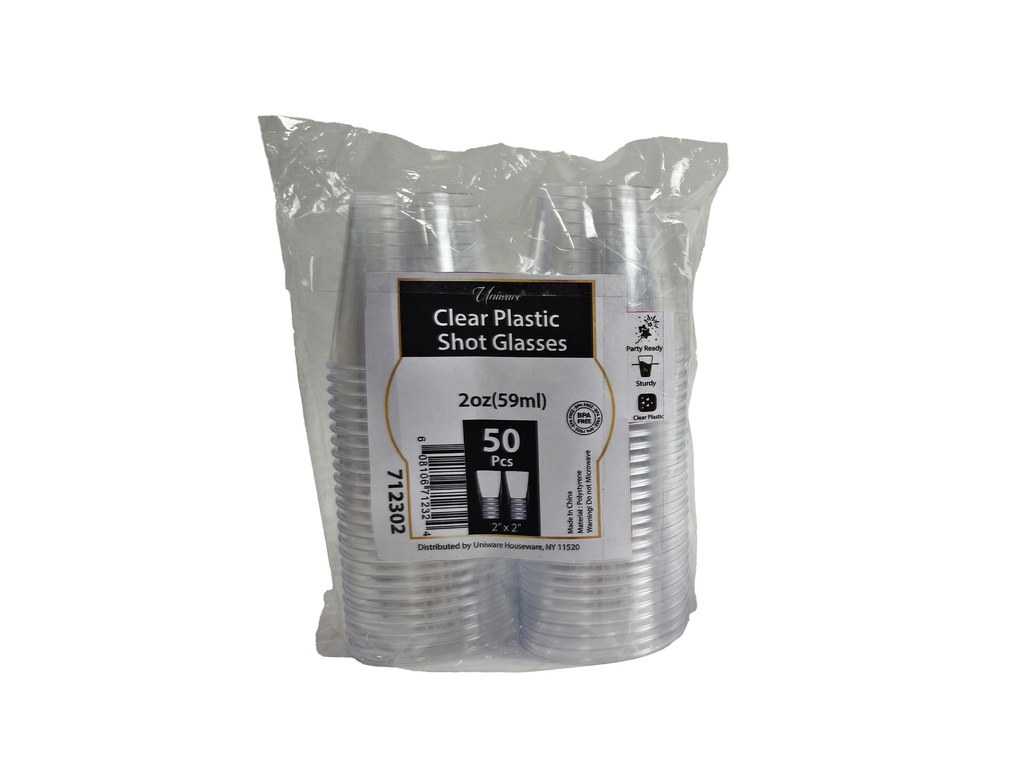 2oz(59ml) 50pc/set Clear Plastic Shot Cups (50 sets/ctn)