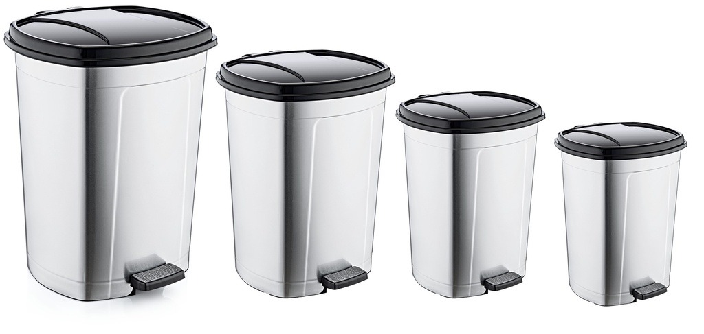 4 pc Step Pedal Dustbin Set, 50/20/11/6 LT (1 set/ctn)
