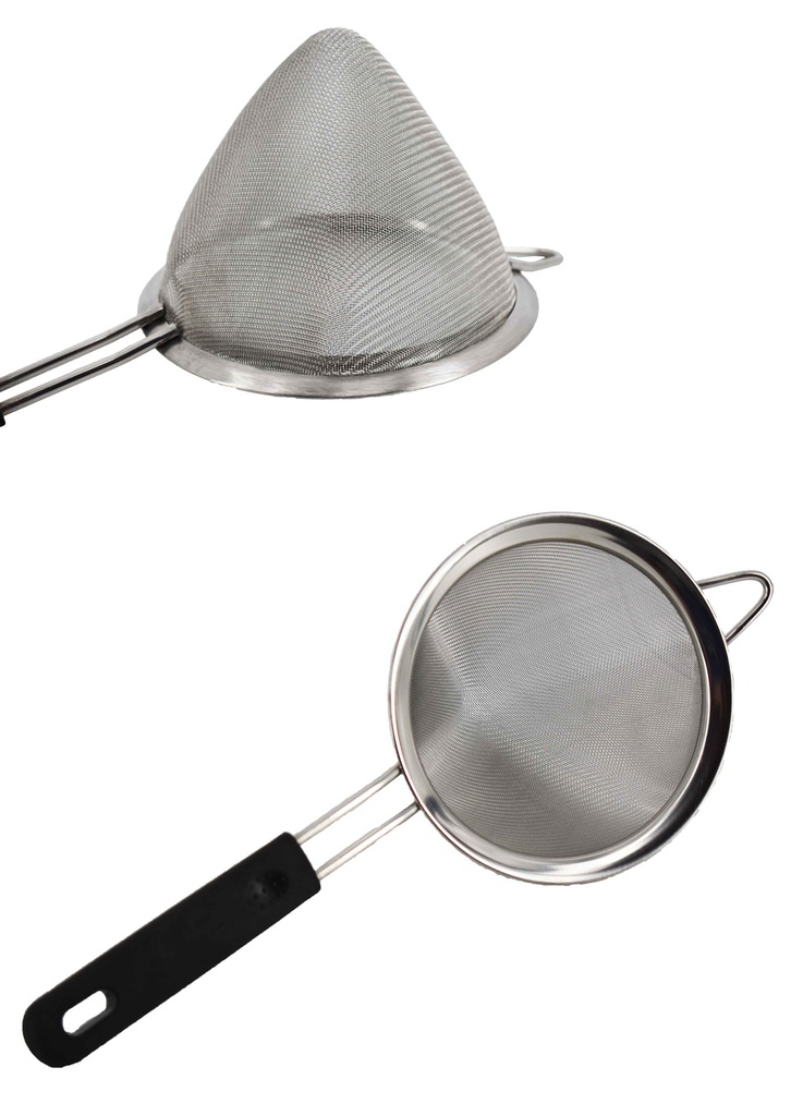 6" S.S. Broad Rim Strainer with Black Handle (24 pcs/ctn)