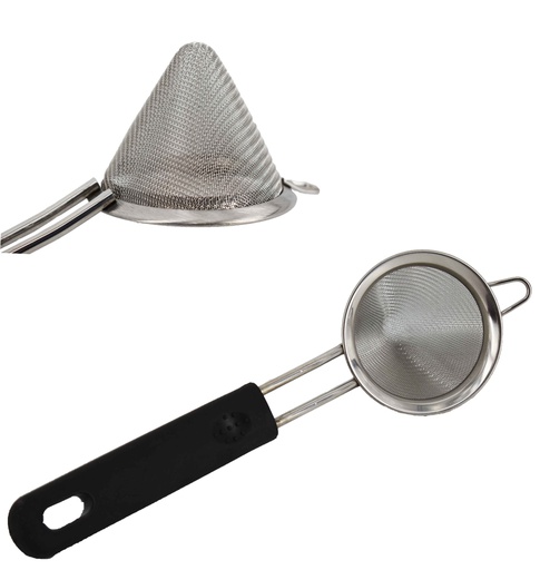 [2296-8] 3" S.S. Broad Rim Strainer with Black Handle (48 pcs/ctn)