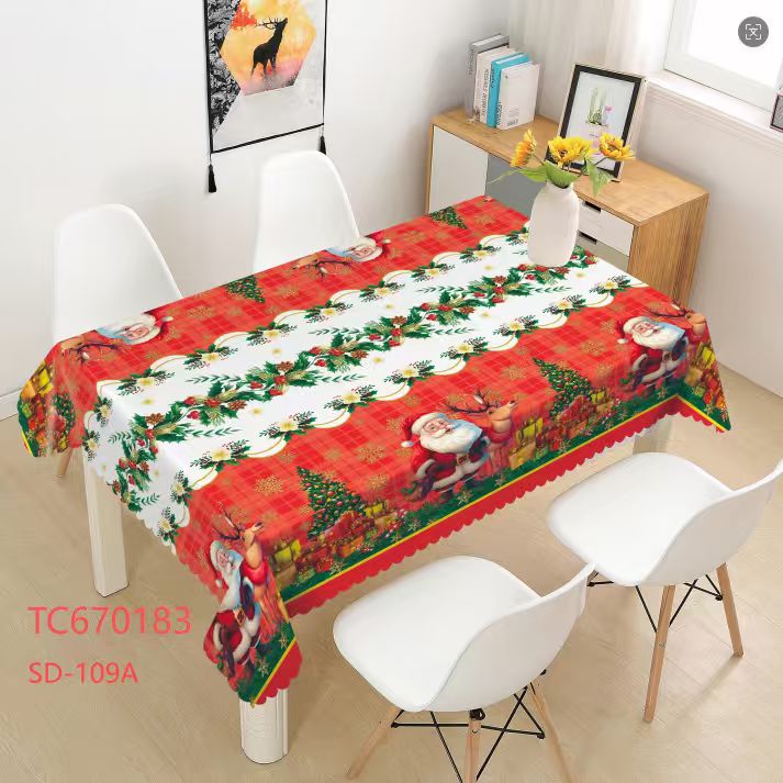 300gsm 54" PVC Metallic Embossed Christmas Tablecloth (40 Yard/Roll)