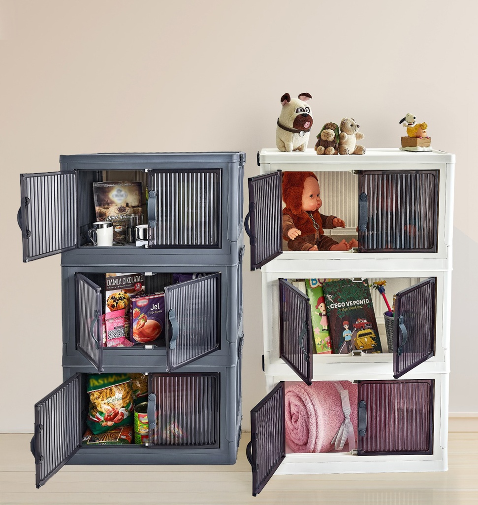 3 Section Plastic Storage Cabinet, 19.1"x 11.6"x 32"48.5x29.5x81.3cm)  (1 pc/ctn)
