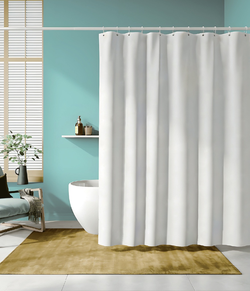70 x 72" WHITE PVC SHOWER CURTAIN 83 GSM (24 pcs/ctn)