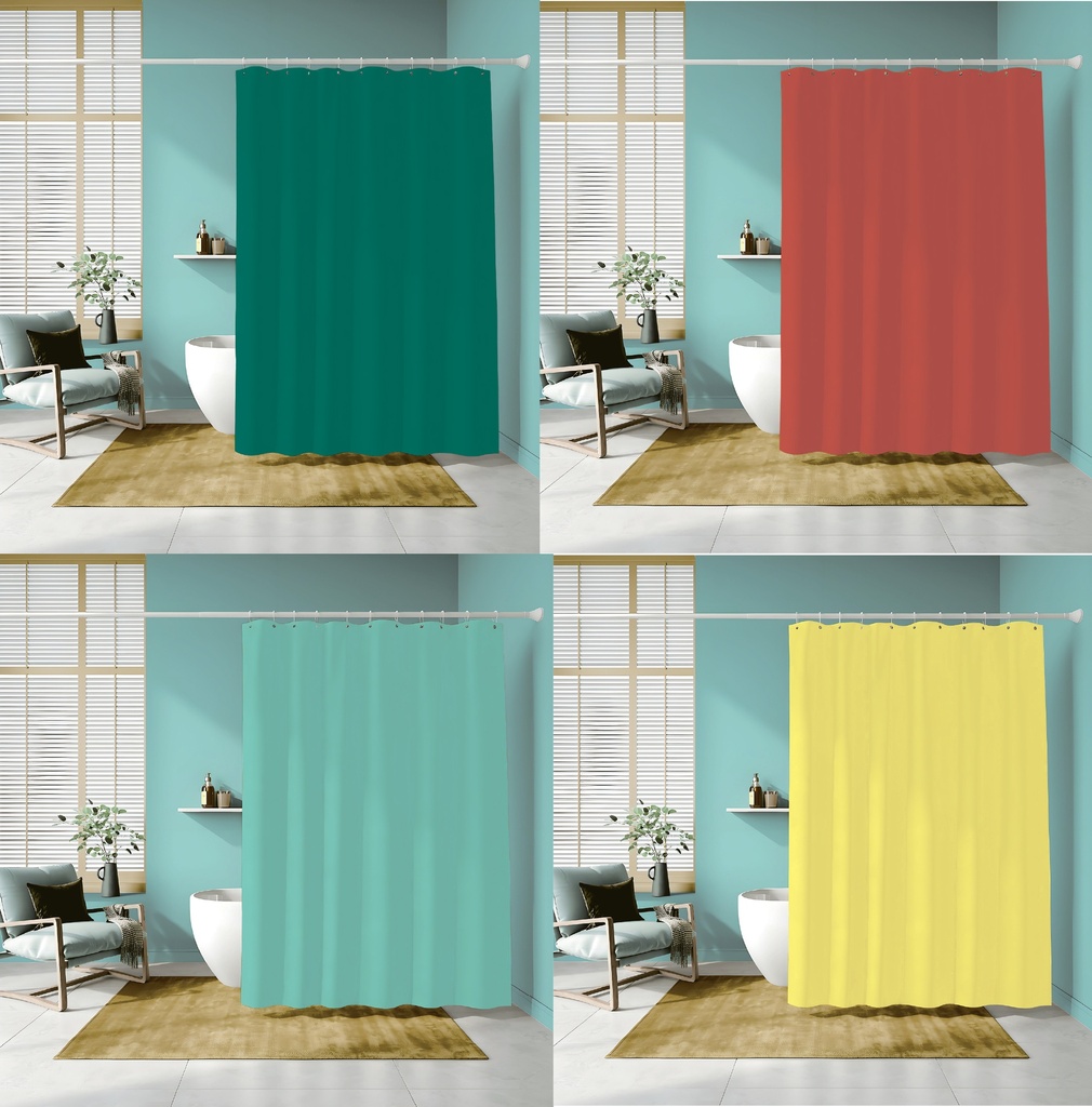 70 x 72" MIXED COLOR (HUNTER, RUST, JADE, LEMON) PVC SHOWER CURTAIN 83 GSM (48 pcs/ctn)