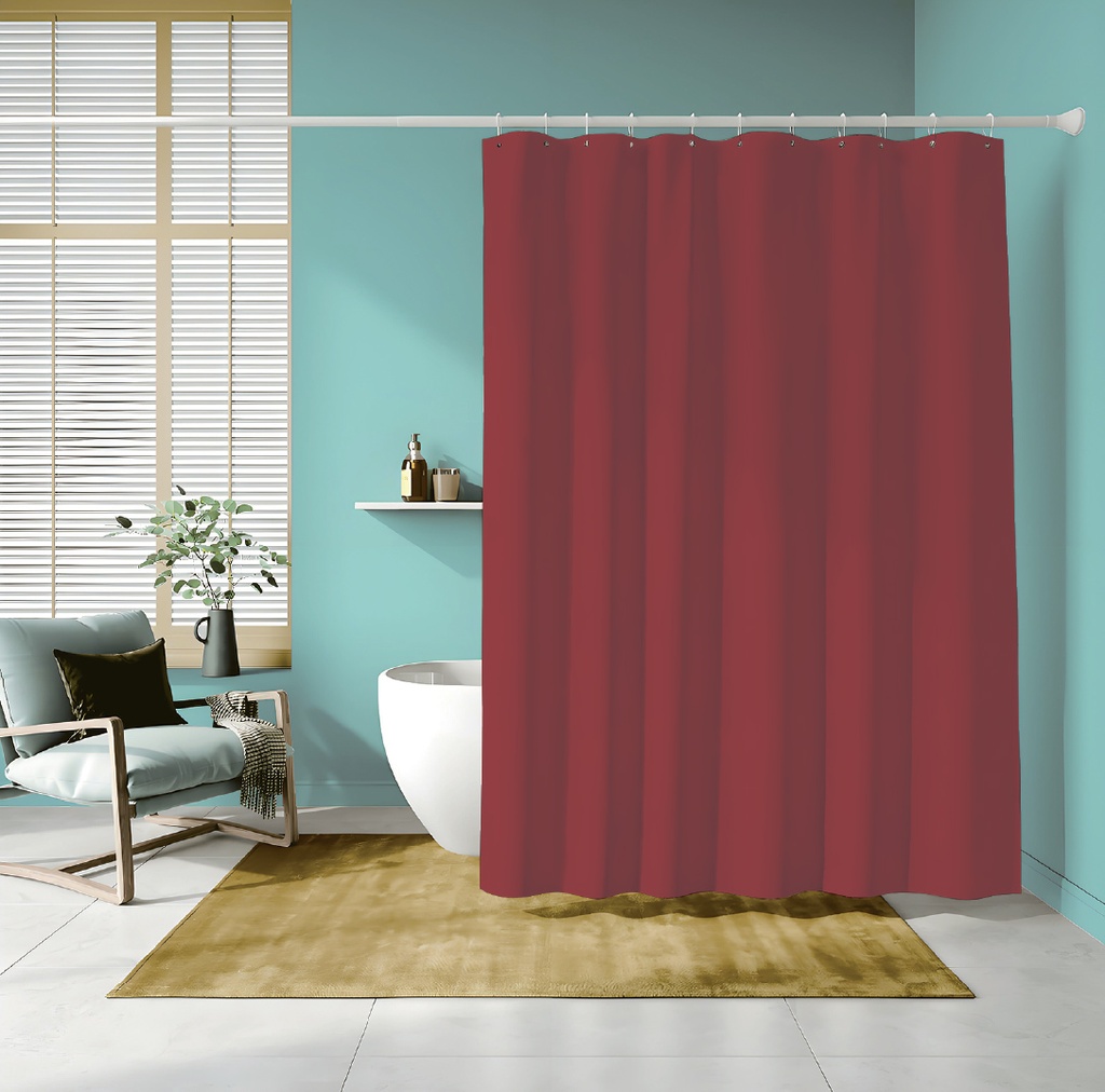 70 x 72" BURGUNDY PVC SHOWER CURTAIN 83 GSM (24 pcs/ctn)