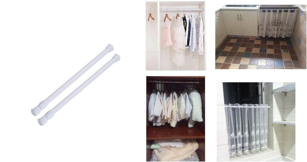 2pc 9.8"~17.7"(28~45cm) Adjustable Steel Shower Rod, White (24 pcs/ctn)