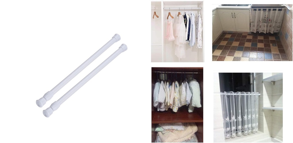 2 pc 13.8"~23.6"(35~60cm) Adjustable Steel Shower Rod, White (24 set/ctn)