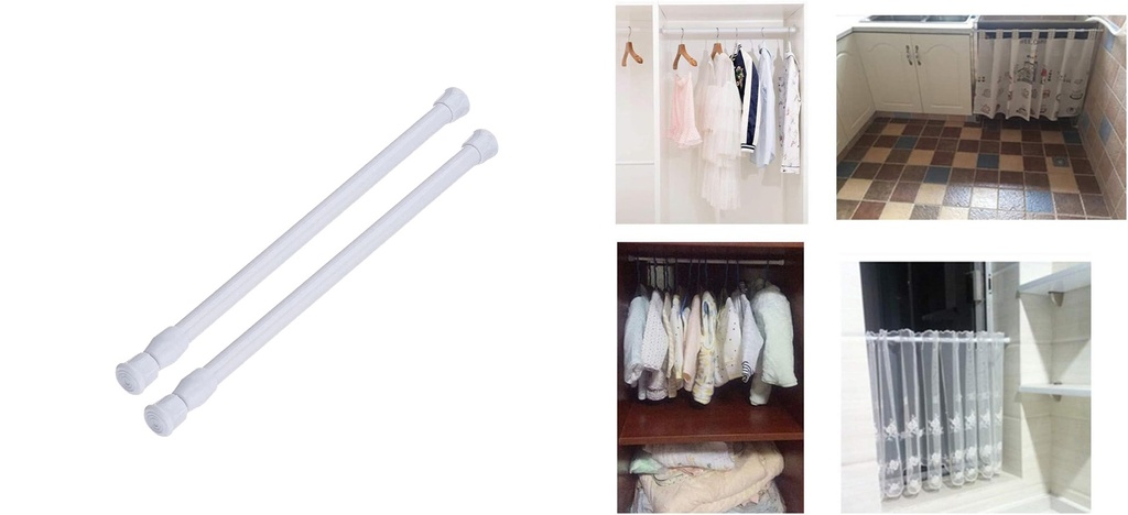 2 pc 17.7"~31.5"(45~80cm) Adjustable Steel Shower Rod, White (24 set/ctn)