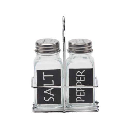 [GL316] 2pc Set 80ml(2.7oz) Glass Spice Jar w. Silver Lid with Stand, PVC Box (24 pc/ctn)