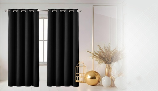 [WC52000BK] 54"x84" Nora 90% Blackout Grommet Window Curtain, Solid Color, 100% Polyester (12 pc/ctn)