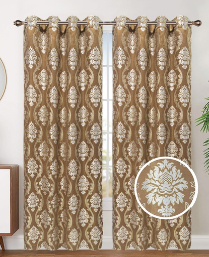 [WC57007BR] 54"x84" Selina 80% Blackout Grommet Window Curtain, Jacquard, 100% Polyester (12 pc/ctn)