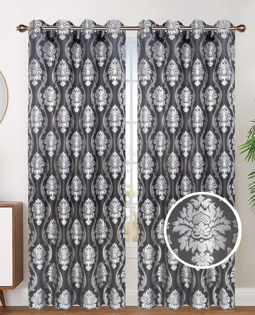 54"x84" Selina 80% Blackout Grommet Window Curtain, Jacquard, 100% Polyester (12 pc/ctn)