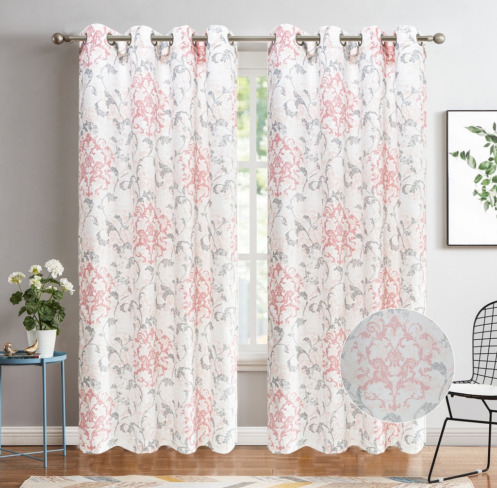 54"x84" Tessa 60% Blackout Grommet Window Curtain, Printed Panel, 100% Polyester (12 pc/ctn)