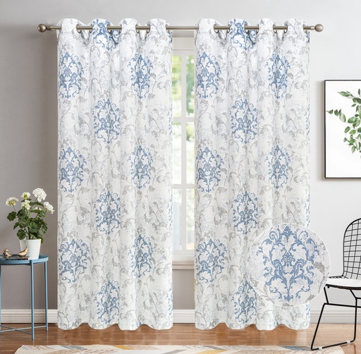 [WC54000BL] 54"x84" Tessa 60% Blackout Grommet Window Curtain, Printed Panel, 100% Polyester (12 pc/ctn)