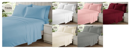 [BD1010] 4 Pieces Twin Size Bed Sheet Set, 100% Microfiber, 90 GSM, Assorted 6 Designs (12 set/ctn)