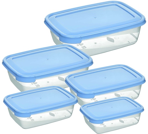 [P50130] 5 Piece Rectangular Food Storage Container Set (10oz/20oz/1.3QT/2.1QT/3.2QT)((300/600/1200/2000/3000ml) (12 set/ctn)