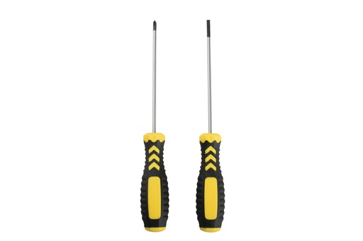 [HT3220] 2 pieces Stainless Steel/TPR Screwdrivers, 1 pc Phillips + 1 pc Flat Head(144 set/ctn)