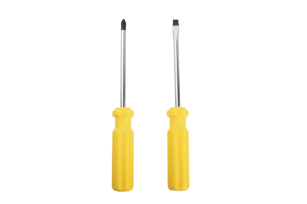 2 pieces Stainless Steel/TPR Screwdrivers, 1 pc Phillips + 1 pc Flat Head(144 set/ctn)