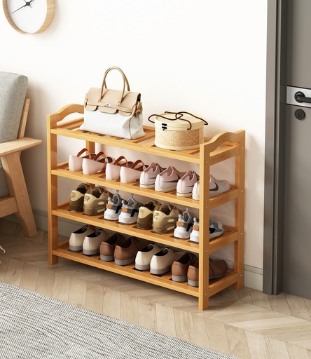 [19300] 4-Tier Bamboo Shoe Rack for up to 24 Pairs of Shoes(4 pc/ctn)