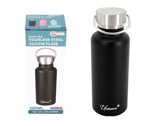 [2462BK] 500ml Black Double Wall Stainless Steel Flask (12 pcs/ctn)