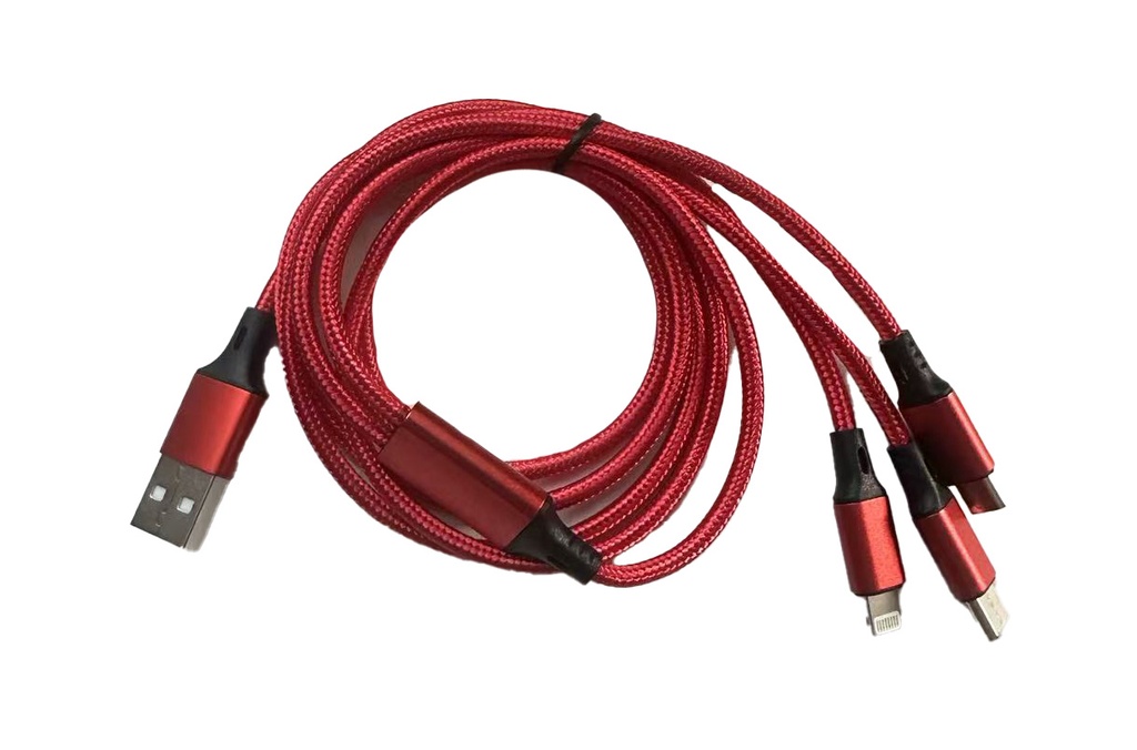 USB 3-in-1 fast charging cable, 2A, 4FT(1.2m) (24 pc/ctn)