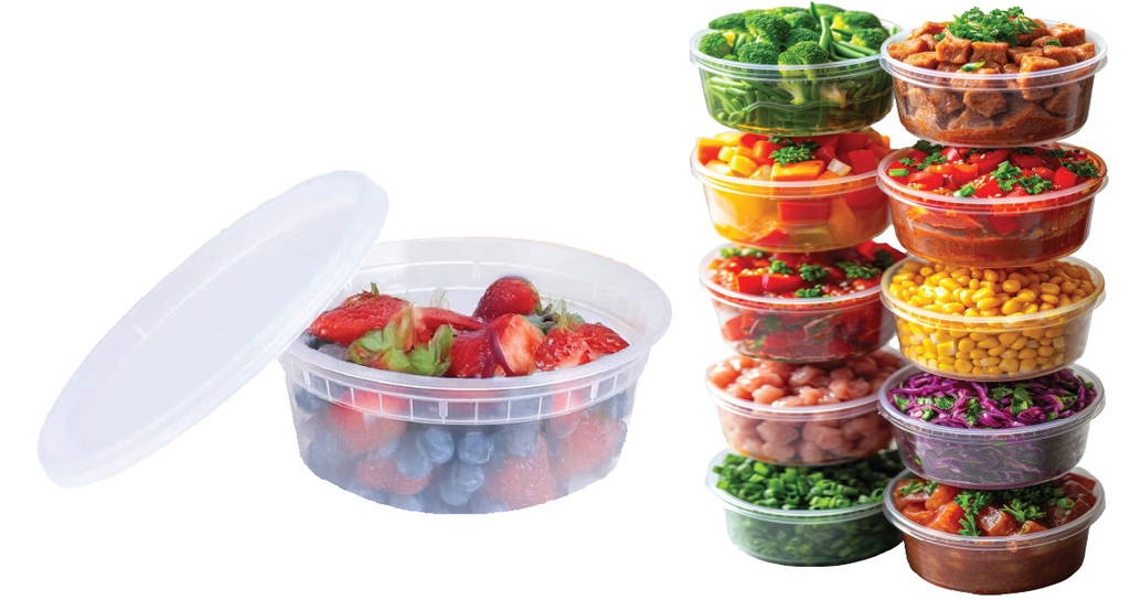 8oz(240ml) 10pc/set Round Food Container, Microwavable, Clear Lid (12 set/ctn)