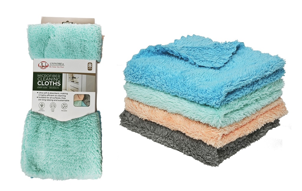 8 pc 12"X12" Polyester Cleaning Cloths, Mixed color (24 sets/ctn)