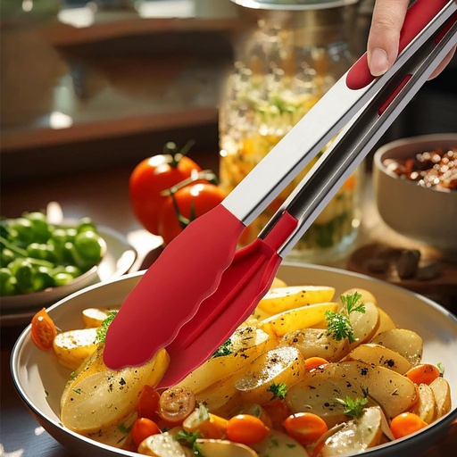 [71902] 12" Stainless Steel Food Tong with Silicon Clip, Mixed Color (72 pcs/ctn)