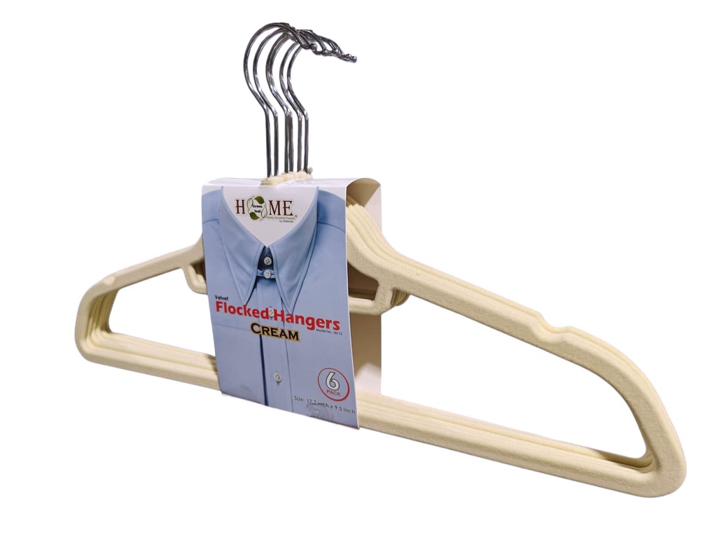 6 pc Cream Clothes Hanger with Steel Hook (24 sets/ctn)