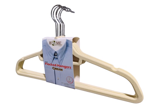 [18115BG] 6 pc Cream Clothes Hanger with Steel Hook (24 sets/ctn)
