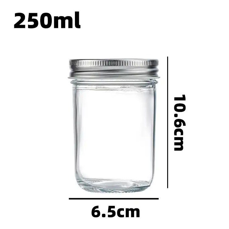 250ml (8.5oz) Glass Jar with Double Wall Tin Lid (72 pc/ctn)
