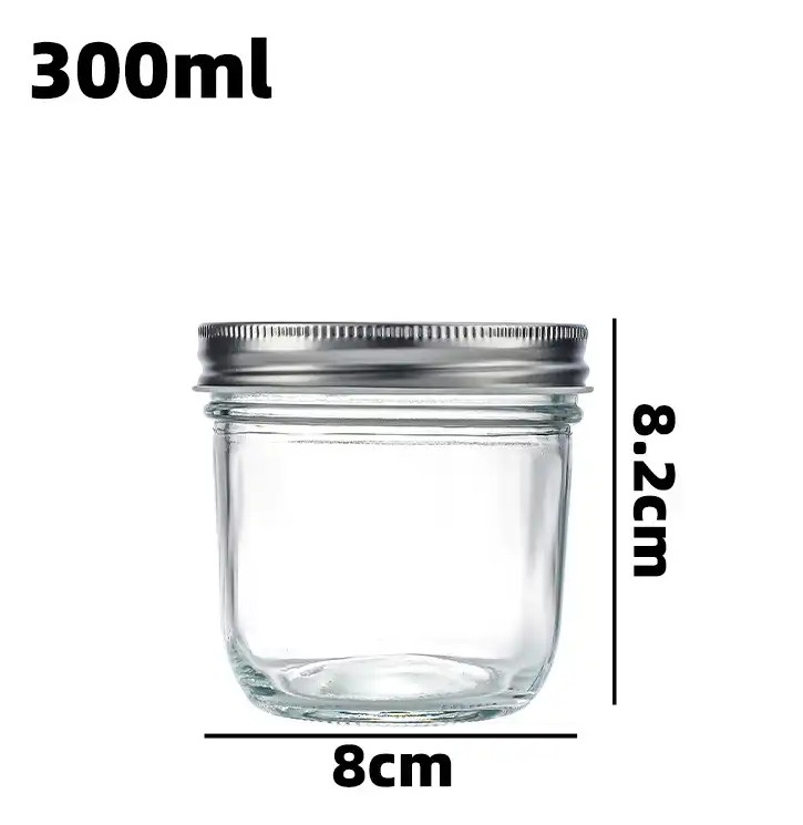 300ml (10.1oz) Glass Jar with Double Wall Tin Lid (24 pc/ctn)