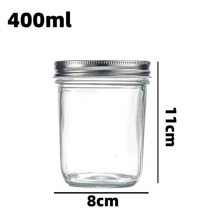 400ml (13.5oz) Glass Jar with Double Wall Tin Lid (24 pc/ctn)