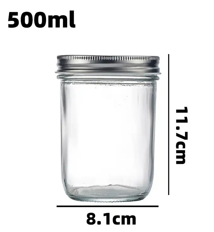 500ml (16.9oz) Glass Jar with Double Wall Tin Lid (24 pc/ctn)