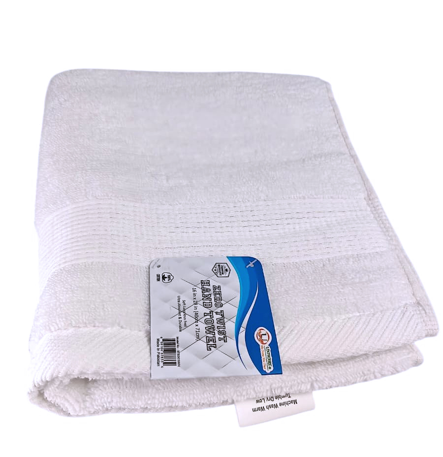 16x28" Hand Towel,100%Cotton, White, 500 gsm (24 pc/ctn)