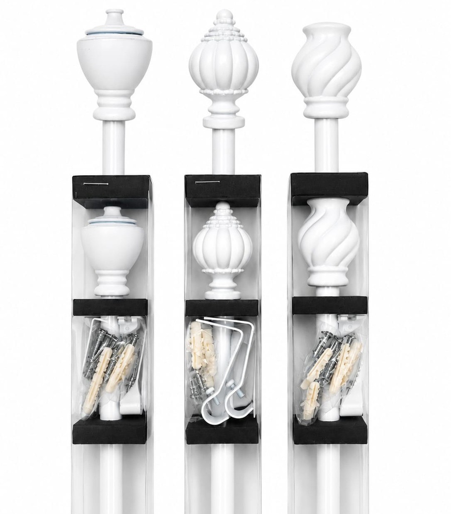 48-86" Plated Curtain Rod, White Color (12 pc/ctn)