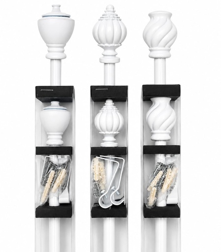 [WR04802] 48-86" Plated Curtain Rod, White Color (12 pc/ctn)