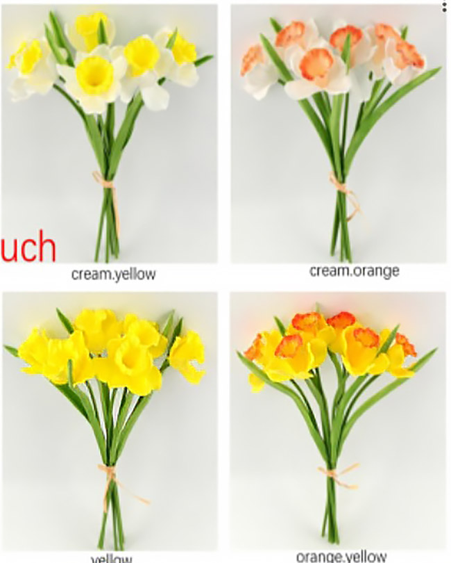 6 Heads Daffodil , dia 8cm, 35cm, Assorted Color (132 pack/ctn)