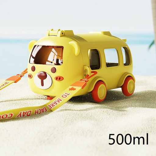 [7224] 500ml(17oz) BPA Free Sports Bottle, Yellow Bus (24 pc/ctn)