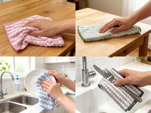 [C27126] 6 pc 12"X12"(30x30cm) Soft Touch Multi-Purpose Cleaning Cloths, Mixed color, 330gsm (48 sets/ctn)