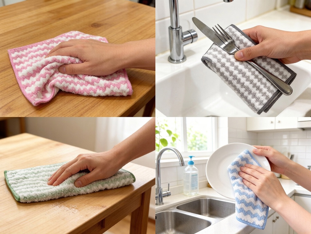 4 pc 12"X12"(30x30cm) Soft Touch Multi-Purpose Cleaning Cloths, Mixed color, 250gsm (48 sets/ctn)
