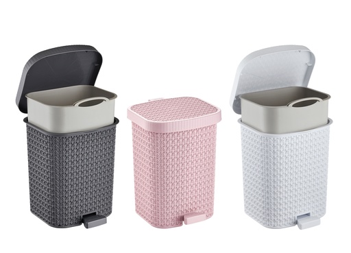 [29408] 8 Liter Knit Design Pedal Dustbin, 22,6x23.5x 27.6cm, mixed color(6 pc/ctn)