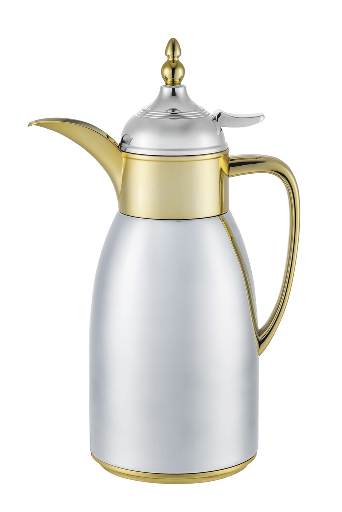 1.05QT(1000ml) Silver & Gold Plated Vacuum Flask with Push Button Lid (6 pc/ctn)