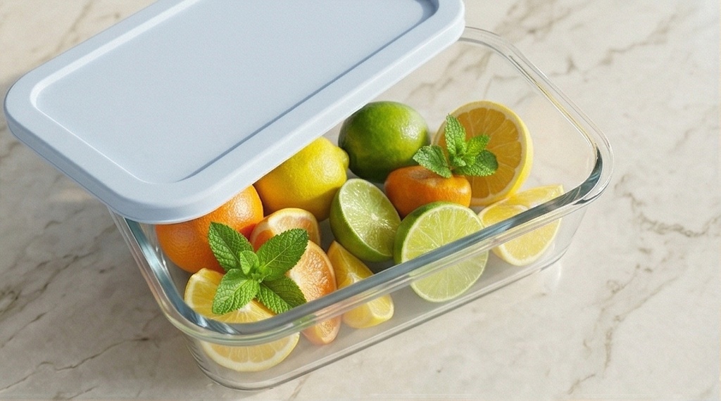 2.8QT(2650ml) 9.7"x7.9"x3" Rectangular Glass Oven Safe Baking Dish with PE Lid (12 pc/ctn)