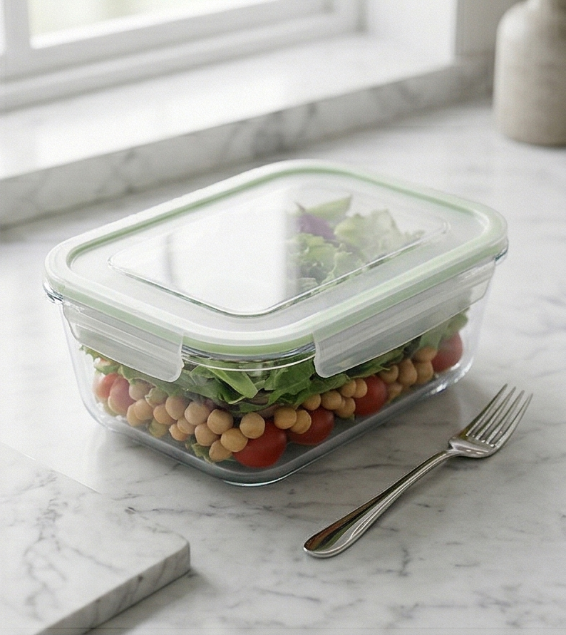 3.8QT(3600ml) 14.2"x9.8"x3.2" Rectangular Glass Oven Safe Baking Dish with PE Lid (6 pc/ctn)