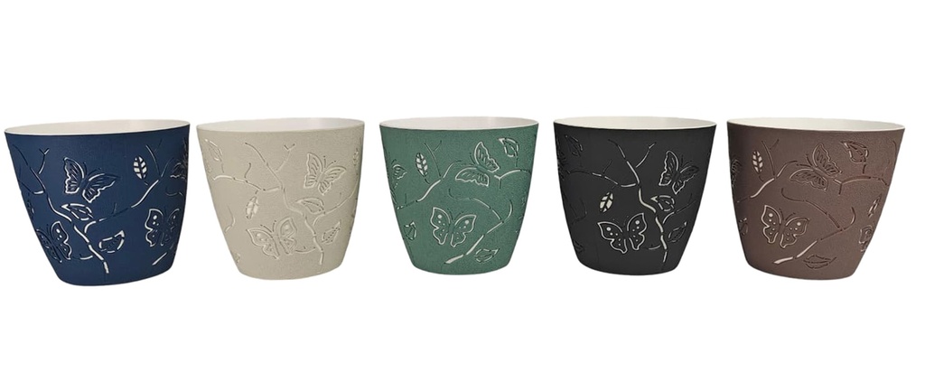 5.3 LT 3D Butterfly Flower Pot with Bottom Saucer, assorted Color (20 pc/ctn)