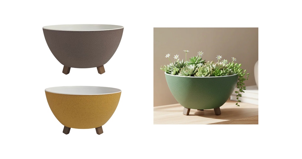 3.6 LT Flower Pot with Feet, assorted Color (12 pc/ctn)