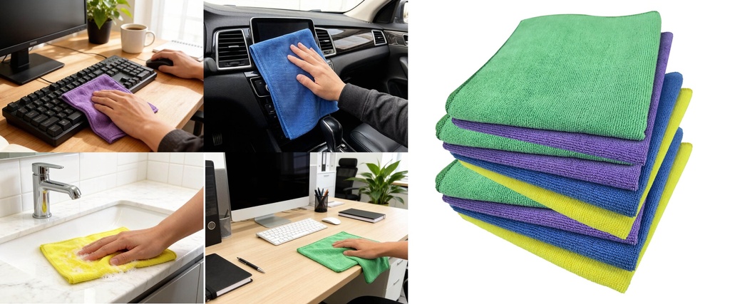 10 pc 16"X16"(40x40cm) Microfiber Multi-Purpose Cleaning Cloths, Mixed color, 300gsm (24 sets/ctn)
